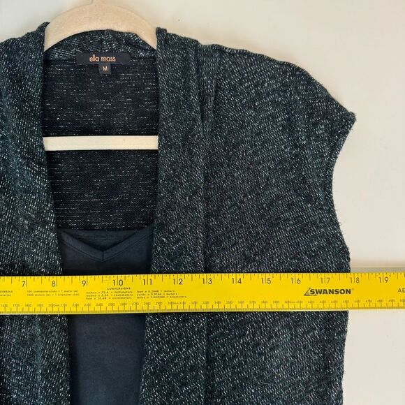 Ella Moss Black Layered Sweater Top Metallic M - Picture 5 of 7
